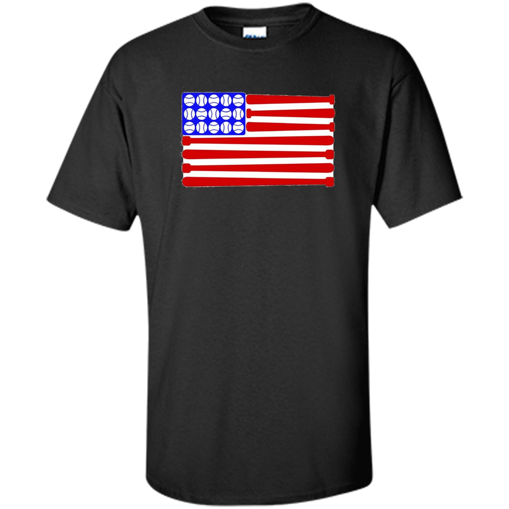 Baseball American Flag T-Shirt Black