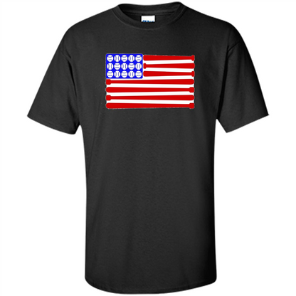 Baseball American Flag T-Shirt Black