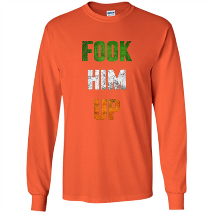 Funny Boxing T-shirt Fook Him Up Irish Boxing T-shirt Orange