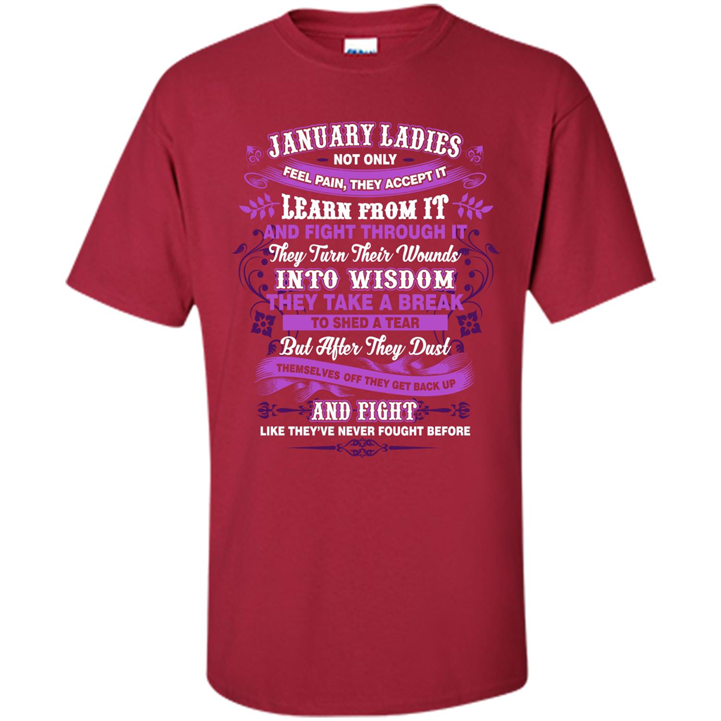 January Ladies T-shirt January Lady Facts Cardinal