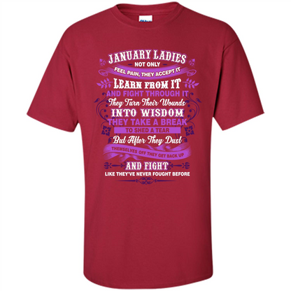 January Ladies T-shirt January Lady Facts Cardinal