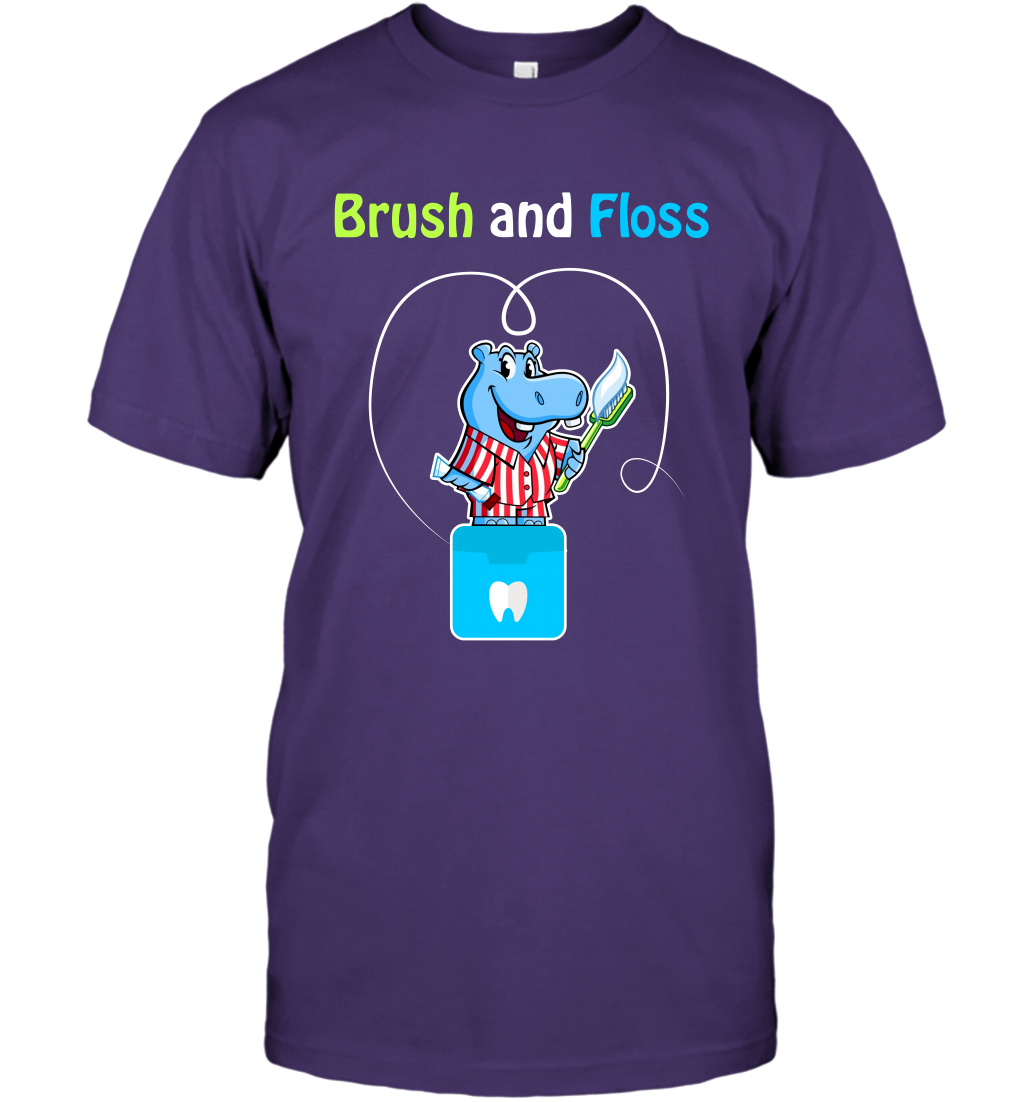 Brush Floss Hippo Shirt T-Shirt T-Shirt Purple