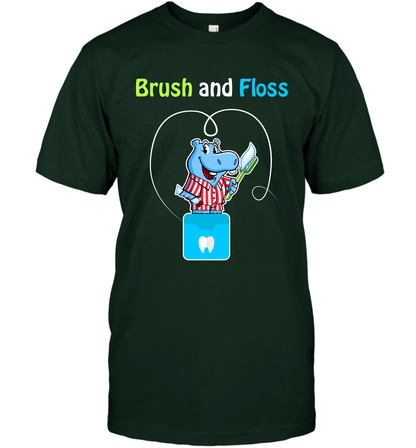 Brush Floss Hippo Shirt T-Shirt T-Shirt Forest Green