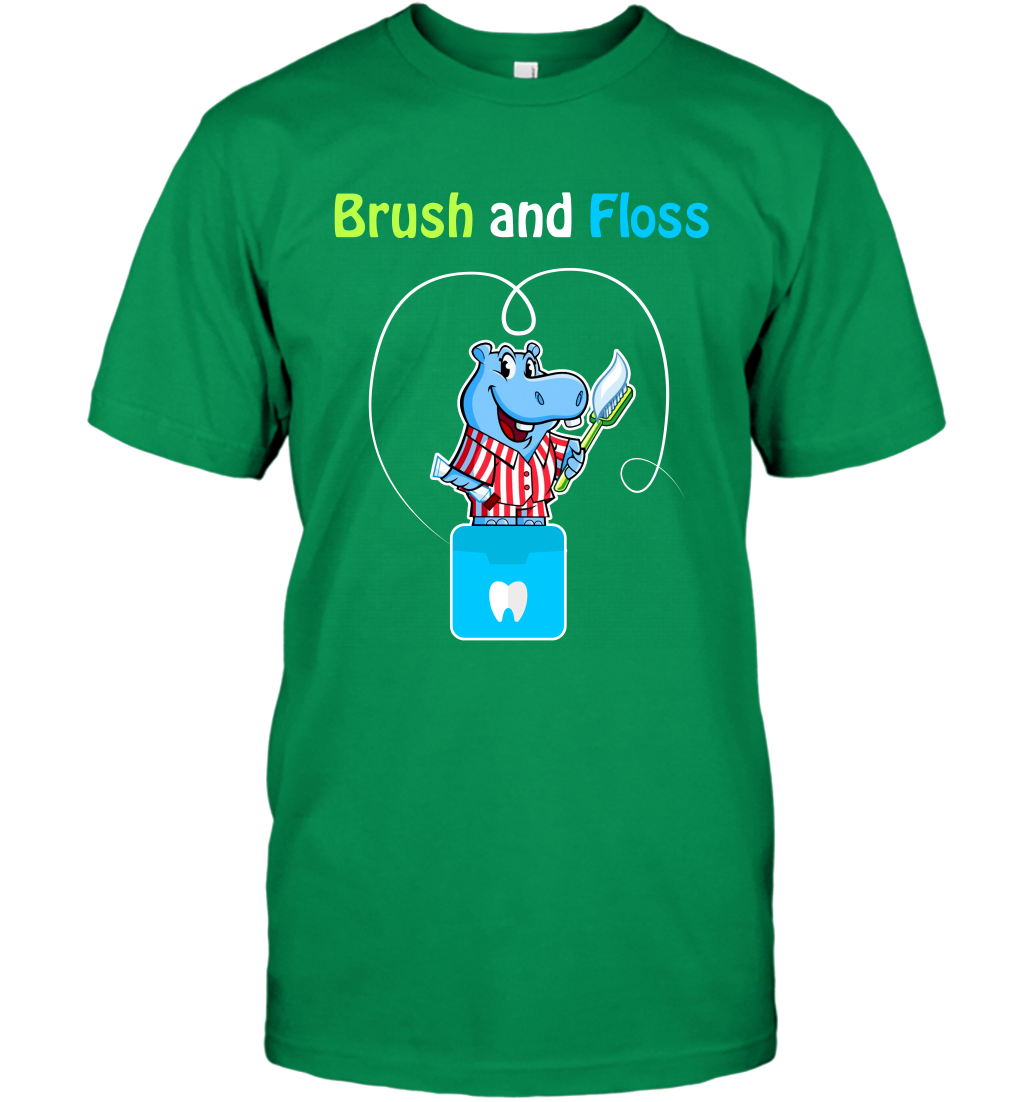 Brush Floss Hippo Shirt T-Shirt T-Shirt Irish Green