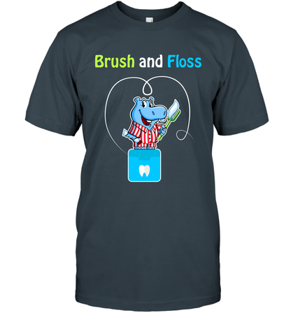 Brush Floss Hippo Shirt T-Shirt T-Shirt Charcoal