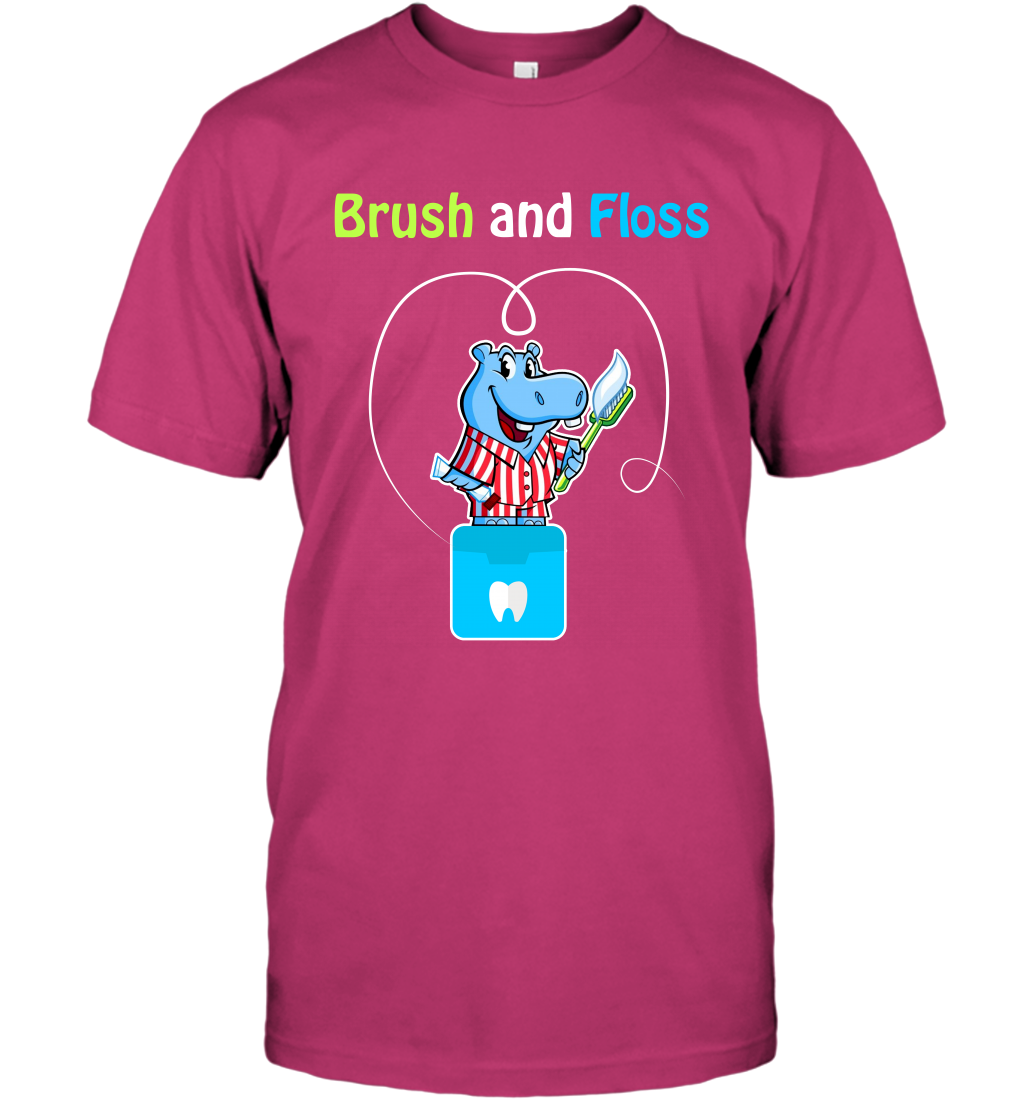Brush Floss Hippo Shirt T-Shirt T-Shirt Heliconia
