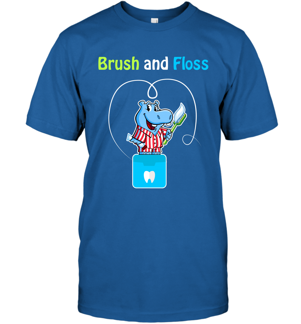 Brush Floss Hippo Shirt T-Shirt T-Shirt Royal