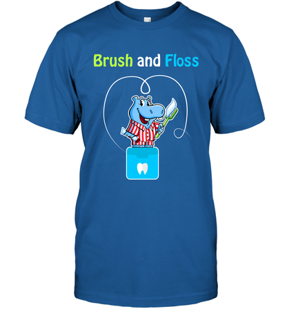 Brush Floss Hippo Shirt T-Shirt T-Shirt Royal