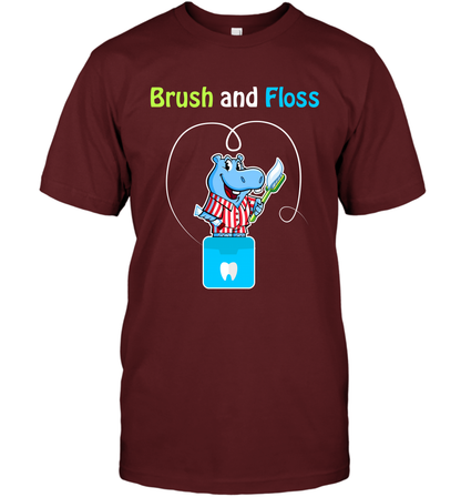 Brush Floss Hippo Shirt T-Shirt T-Shirt Cardinal