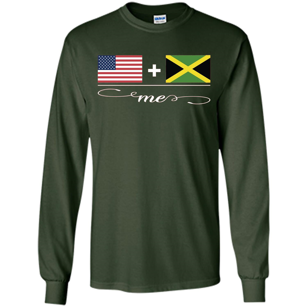 American + Jamaican = Me USA and Jamaica Flags T-shirt Forest Green