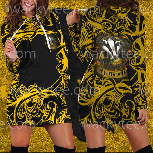 Loyal Like A Hufflepuff Harry Potter 3D Hoodie Dress