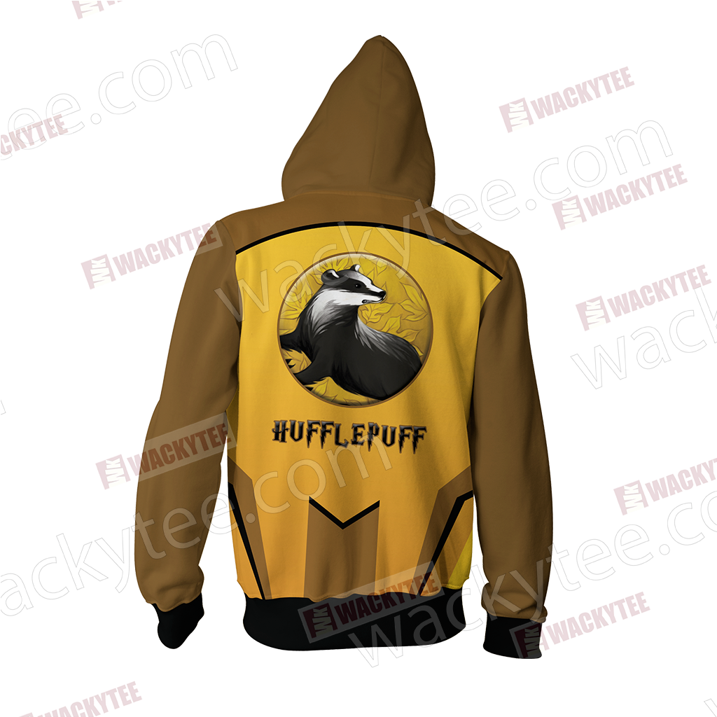 Harry Potter - Hufflepuff House Wacky Style Unisex 3D Zip Up Hoodie