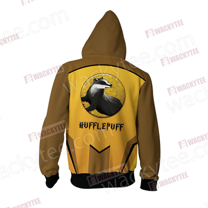 Harry Potter - Hufflepuff House Wacky Style Unisex 3D Zip Up Hoodie