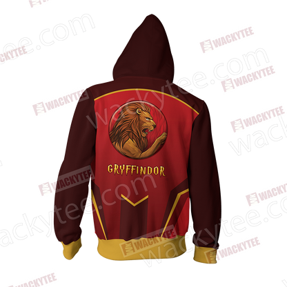 Harry Potter - Gryffindor House Wacky Style Unisex 3D Zip Up Hoodie