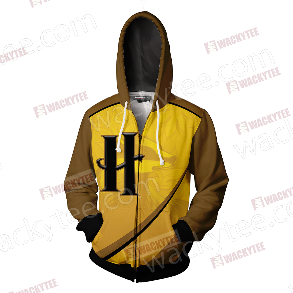 Harry Potter - Hufflepuff House Wacky Style Unisex 3D Zip Up Hoodie
