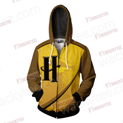 Harry Potter - Hufflepuff House Wacky Style Unisex 3D Zip Up Hoodie