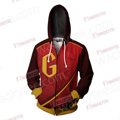 Harry Potter - Gryffindor House Wacky Style Unisex 3D Zip Up Hoodie
