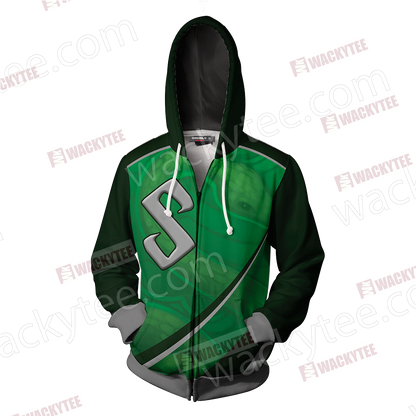 Harry Potter - Slytherin House Wacky Style Unisex 3D Zip Up Hoodie