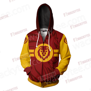 Harry Potter Brave Like A Gryffindor Wacky Style Zip Up Hoodie