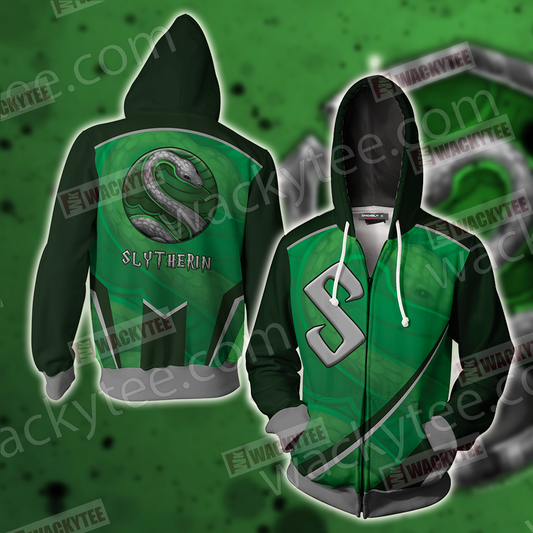 Harry Potter - Slytherin House Wacky Style Unisex 3D Zip Up Hoodie 4XL