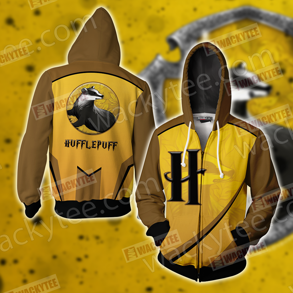 Harry Potter - Hufflepuff House Wacky Style Unisex 3D Zip Up Hoodie 4XL