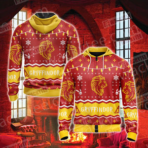 Harry Potter - Gryffindor House Christmas Style Unisex Zip Up Hoodie