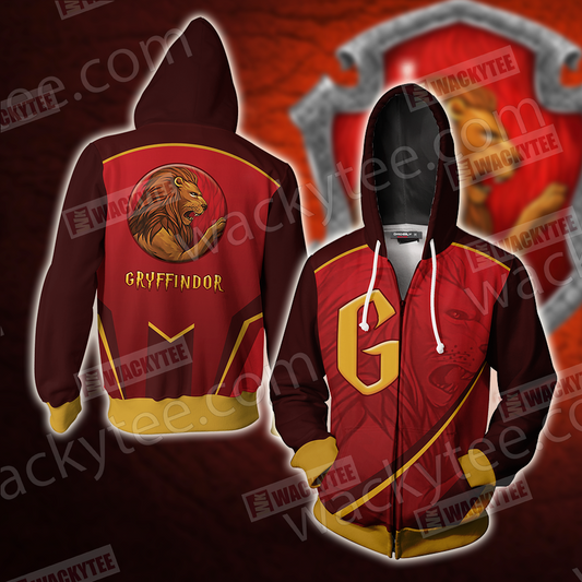 Harry Potter - Gryffindor House Wacky Style Unisex 3D Zip Up Hoodie 4XL