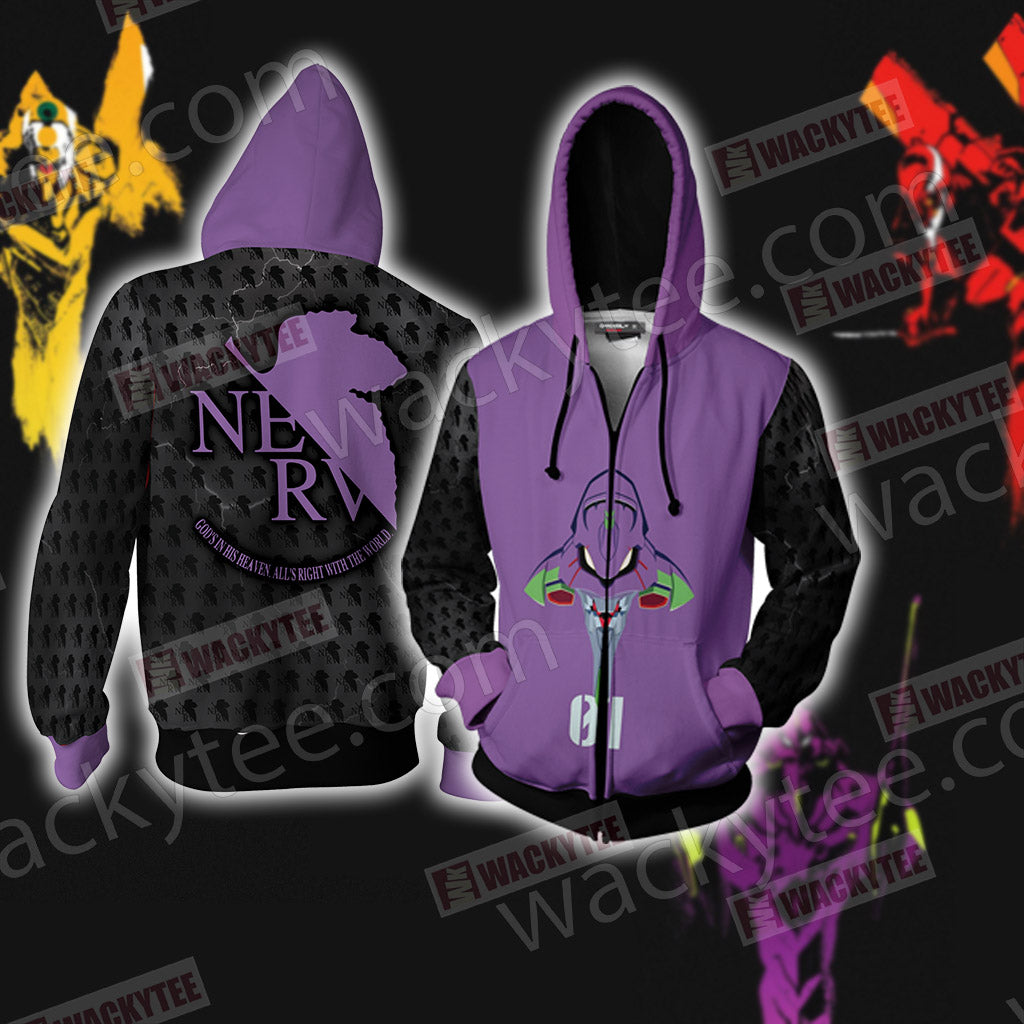 Shin Seiki Evangelion EVA 01 Zip Up Hoodie Jacket