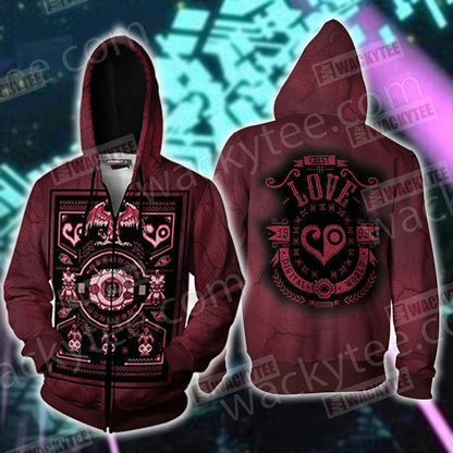 Digimon The Crest of Love Zip Up Hoodie Jacket 4XL