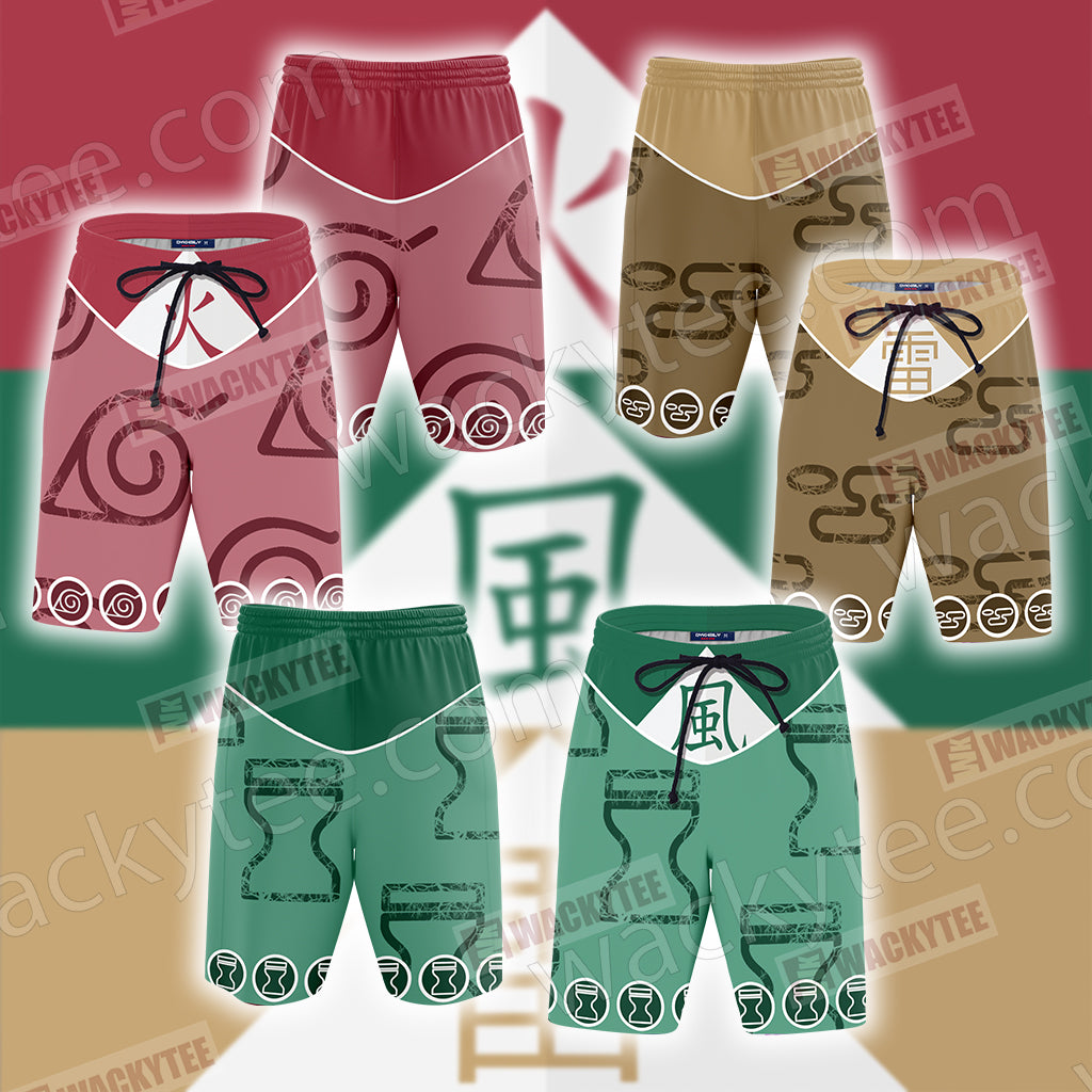 Naruto Kazekage Sunagakure Symbol Unisex Beach Shorts