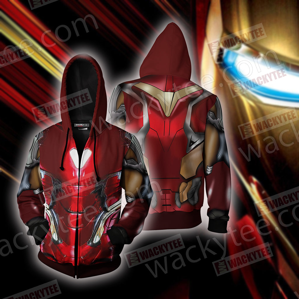 Avengers: Endgame Iron Man Cosplay Zip Up Hoodie Jacket 4XL