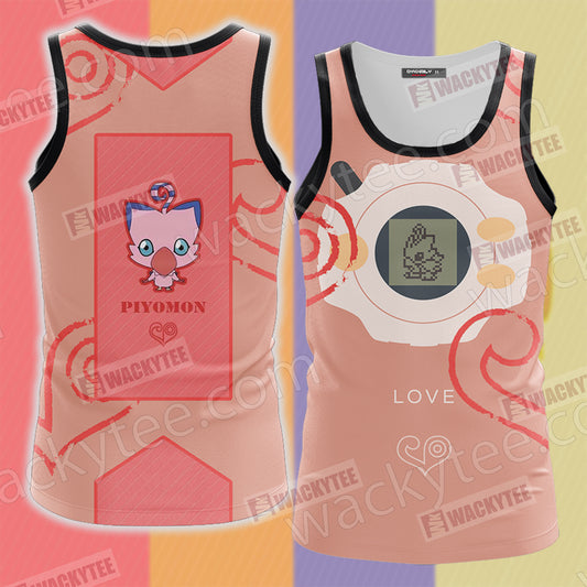 Digimon The Crest Of Love Piyomon Unisex 3D Tank Top