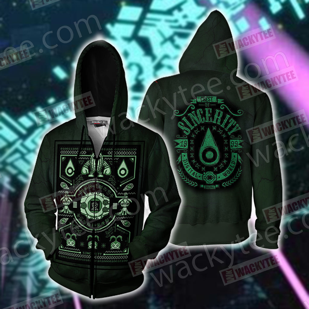 Digimon The Crest of Sincerity Zip Up Hoodie Jacket 4XL