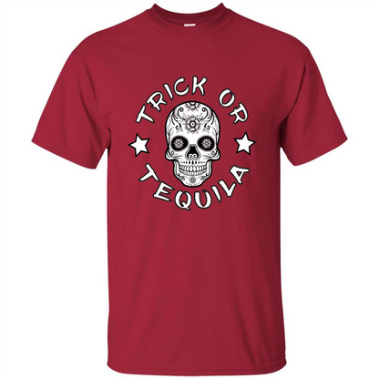 Sugar Skull T-Shirt Trick Or Tequila Halloween Cardinal