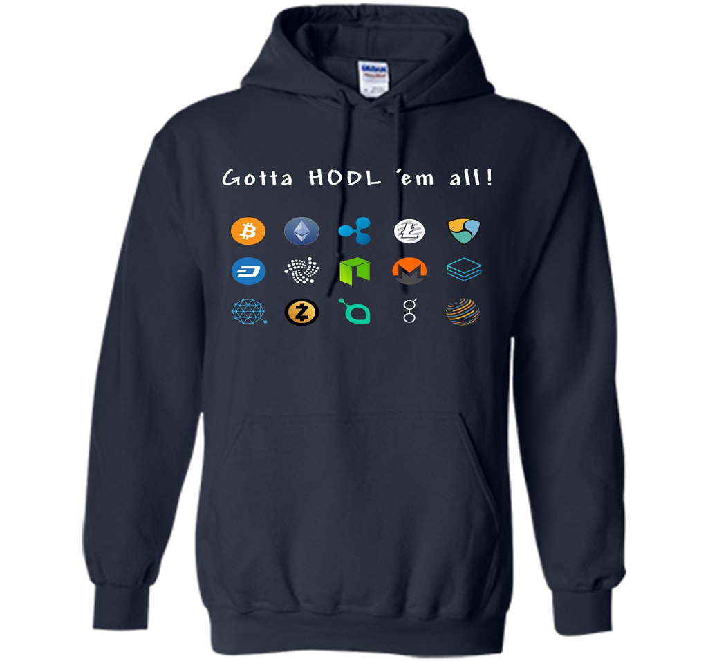 Ethereum Bitcoin Litecoin Gotta Hold'em All T-shirt Navy