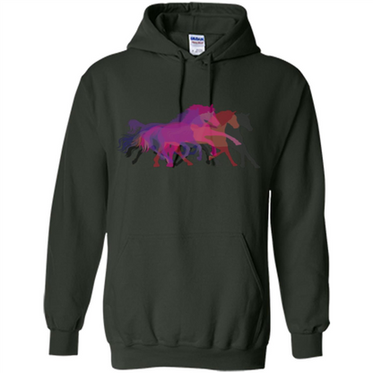 Beautiful Shadow Horses T-shirt Forest Green