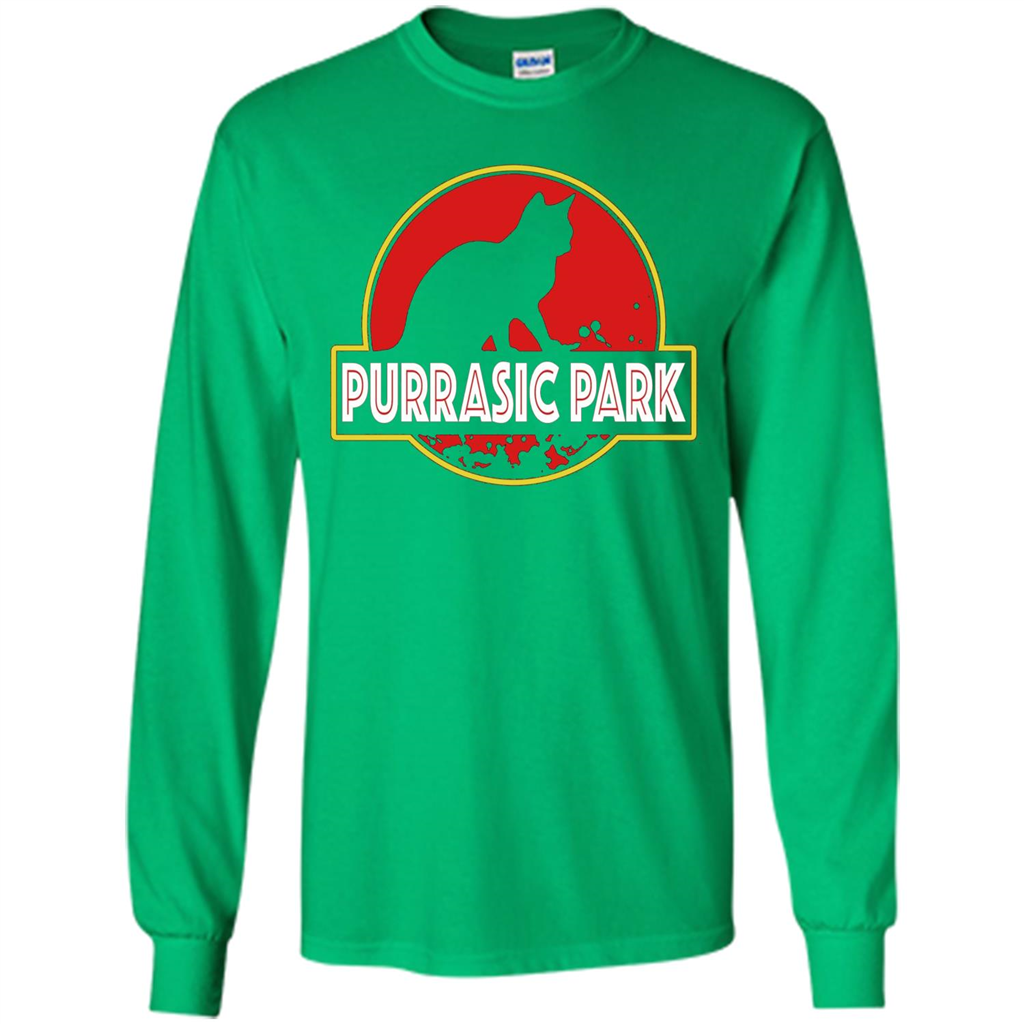Funny Kitty Cat Graphic T-shirt Purrasic Park Cat T-Shirt Irish Green
