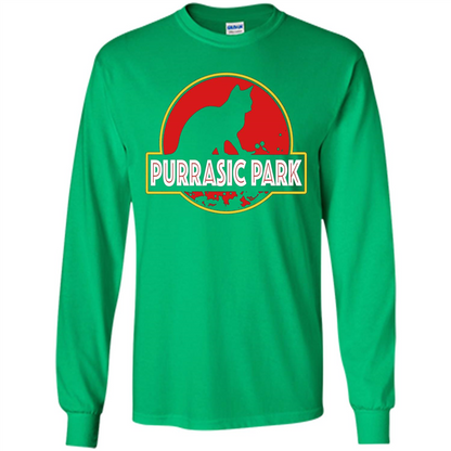 Funny Kitty Cat Graphic T-shirt Purrasic Park Cat T-Shirt Irish Green