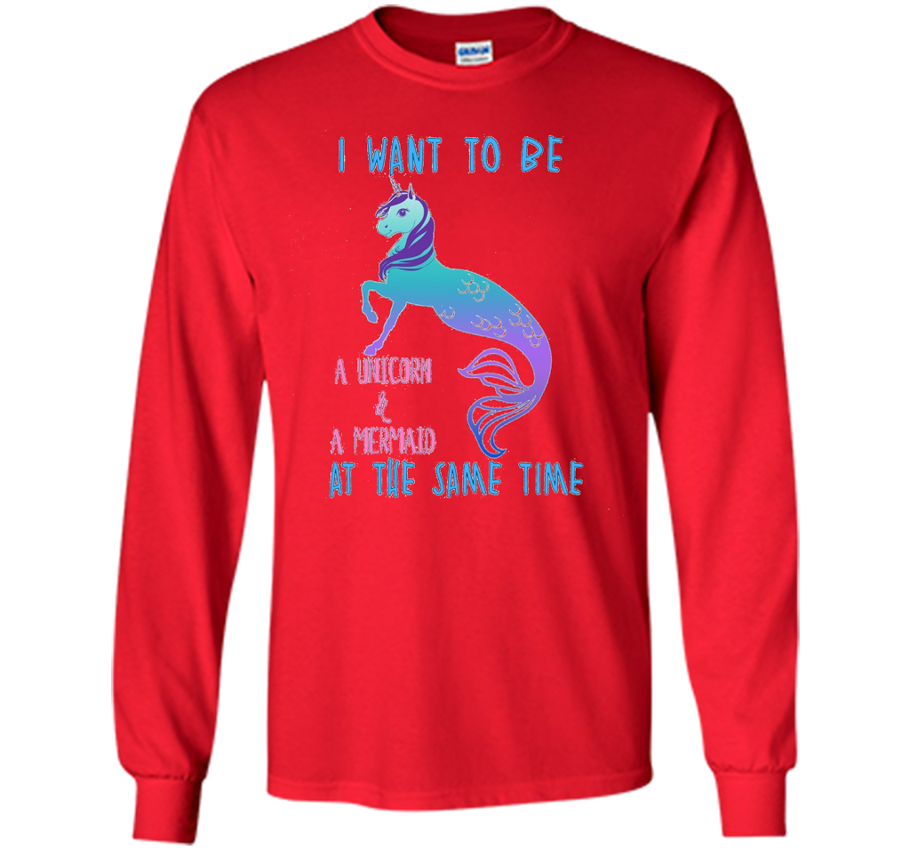 Cute Unicorn Mermaid Mermicorn T-shirt For Girls Red