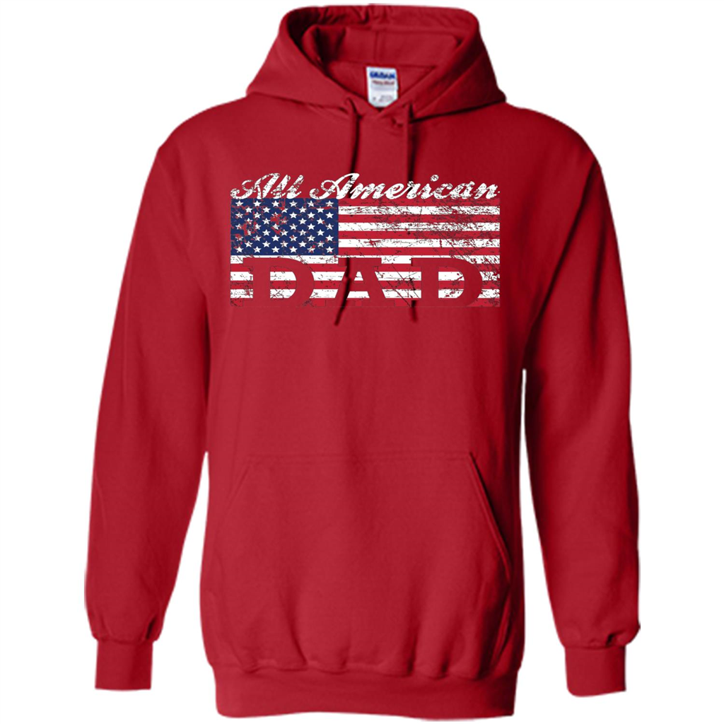 Fathers Day T-shirt All American Dad American Flag Red