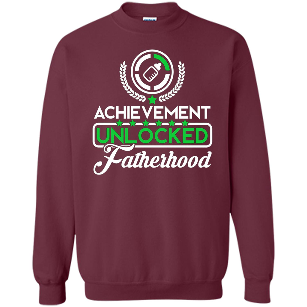 First Father's Day T-shirt Achievement Unlocked Fatherhood Maroon
