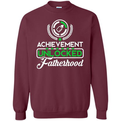 First Father's Day T-shirt Achievement Unlocked Fatherhood Maroon