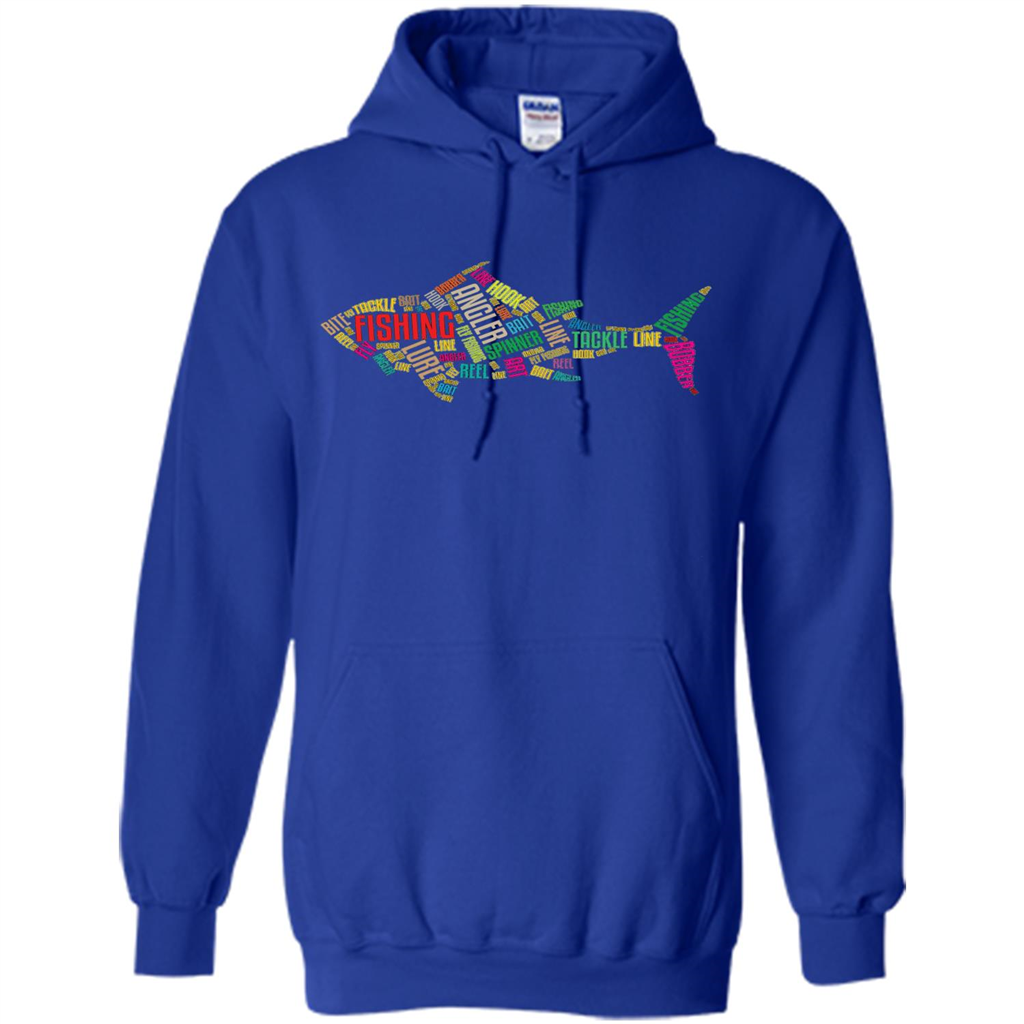 Fishing T-shirt Angler Lure Tackle Hook Reel Royal