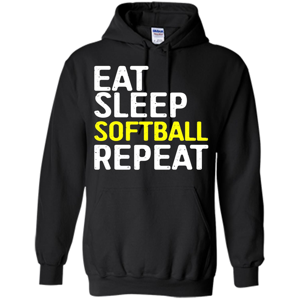 Softball T-shirt Eat Sleep Softball Repeat T-shirt Black