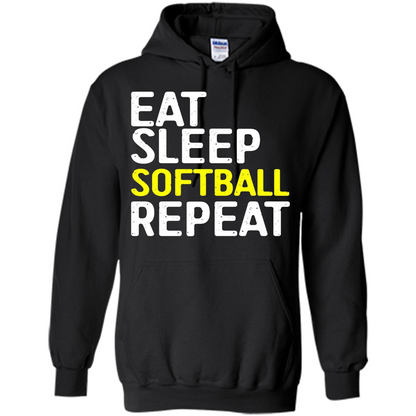 Softball T-shirt Eat Sleep Softball Repeat T-shirt Black