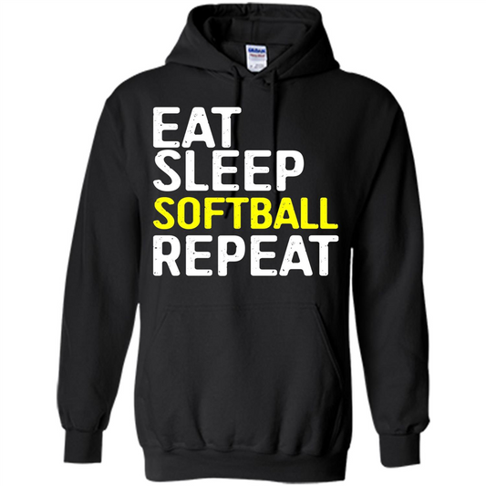 Softball T-shirt Eat Sleep Softball Repeat T-shirt Black