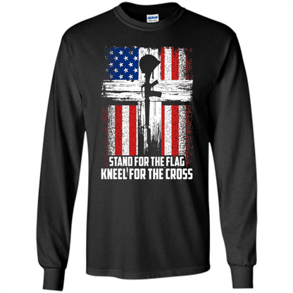 Military T-shirt Stand For The Flag Kneel For The Cross T-Shirt Black