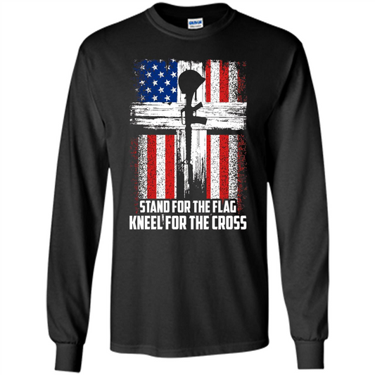 Military T-shirt Stand For The Flag Kneel For The Cross T-Shirt Black