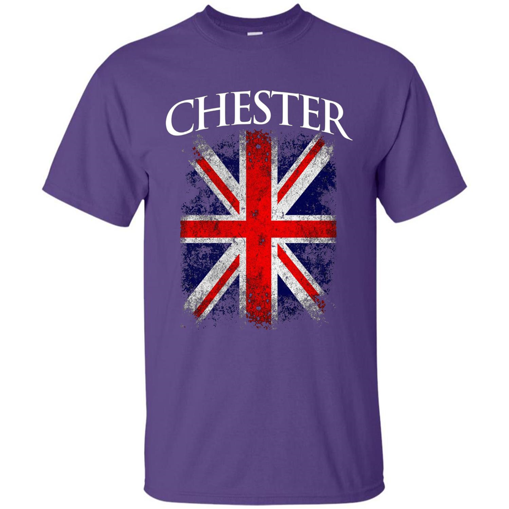 Chester England British Flag T-shirt Purple