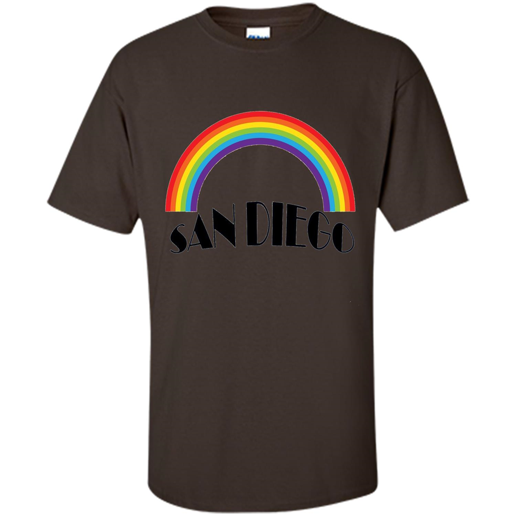 LGBTQ. San Diego LGBT Pride Rainbow T-shirt Dark Chocolate